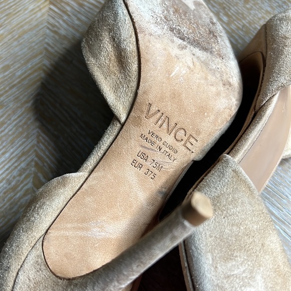 VINCE Suede Cream Dorsey Pointy Leather Pump 7.5